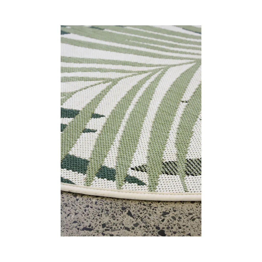 Indoor/Outdoor Rug - Royal Palm Cream/Green - Round 160cm Diameter