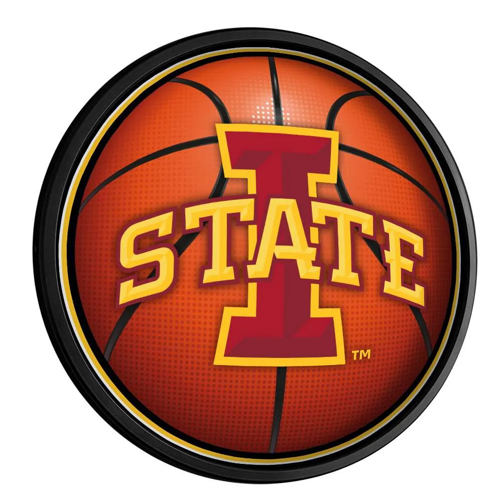 Iowa State Cyclones: Basketball - Round Slimline Lighted Wall Sign