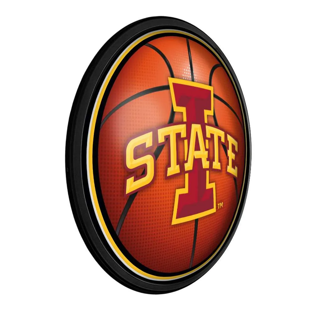 Iowa State Cyclones: Basketball - Round Slimline Lighted Wall Sign