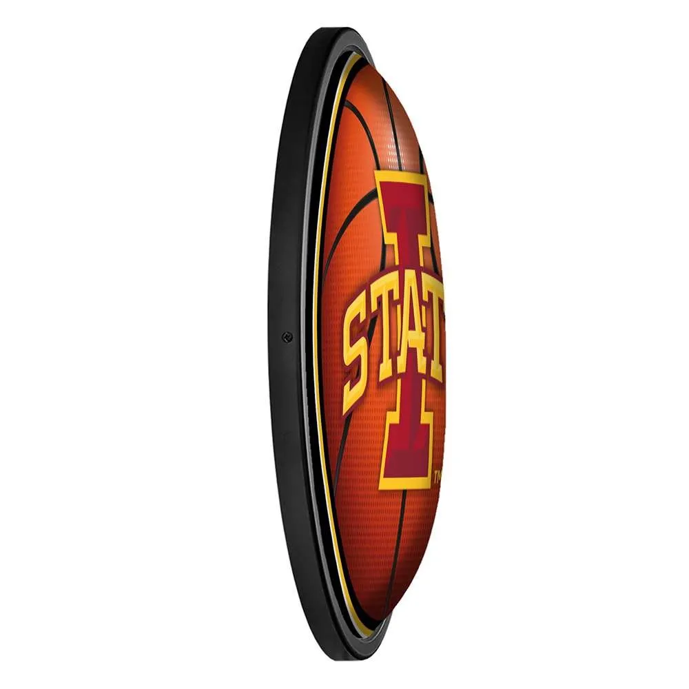 Iowa State Cyclones: Basketball - Round Slimline Lighted Wall Sign