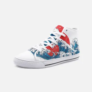 Japanese wave Unisex High Top Canvas Shoes