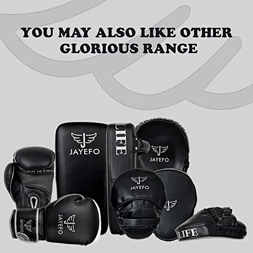 Jayefo Glorious Boxing Gloves Muay Thai Kick Boxing Leather Sparring Heavy Bag Workout Pro Leather Gloves Mitts Work for Men & Women (Black/Copper, 6 OZ)
