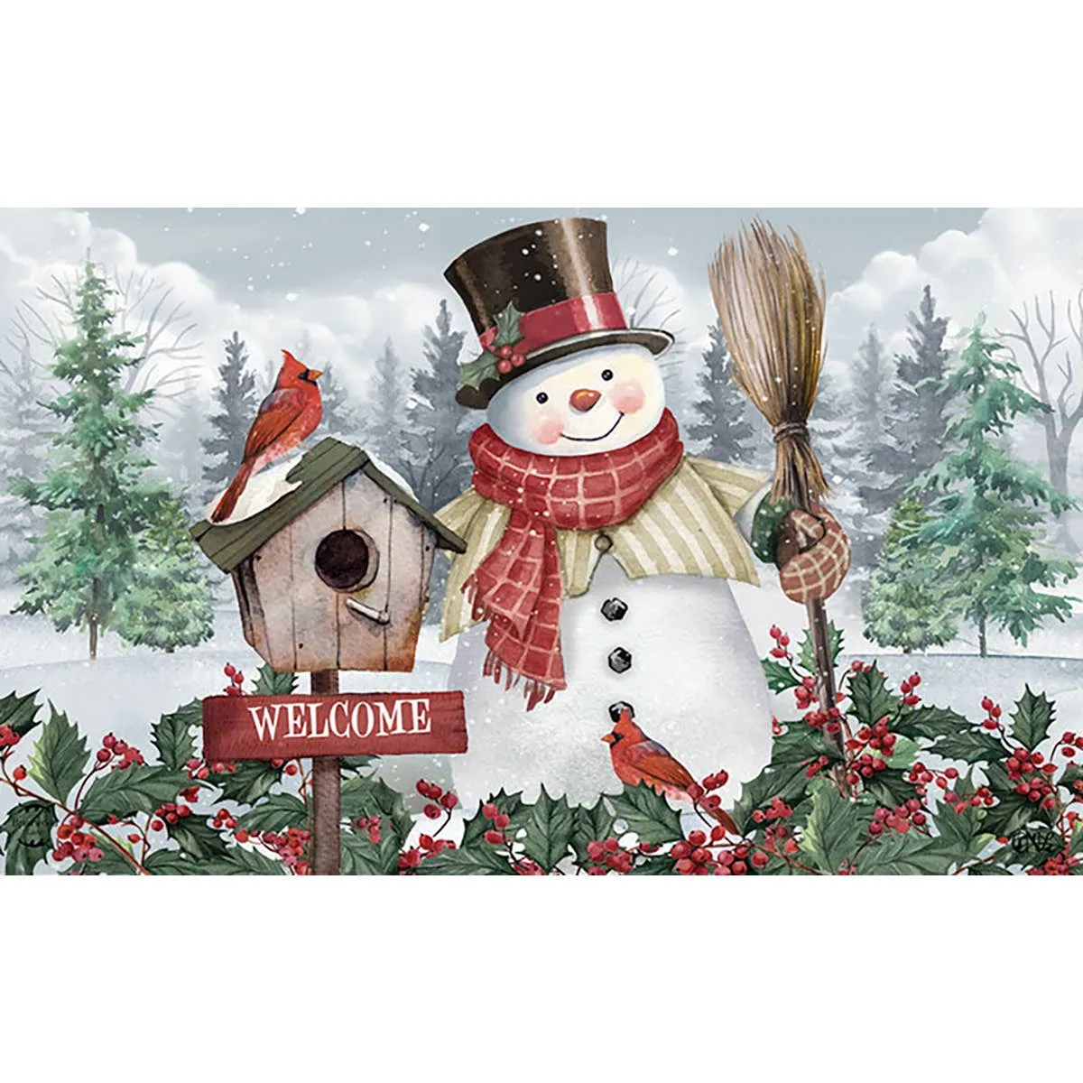 Jolly Snowman Welcome Winter Doormat 30" x 18"