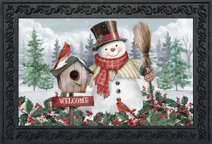 Jolly Snowman Welcome Winter Doormat 30" x 18"
