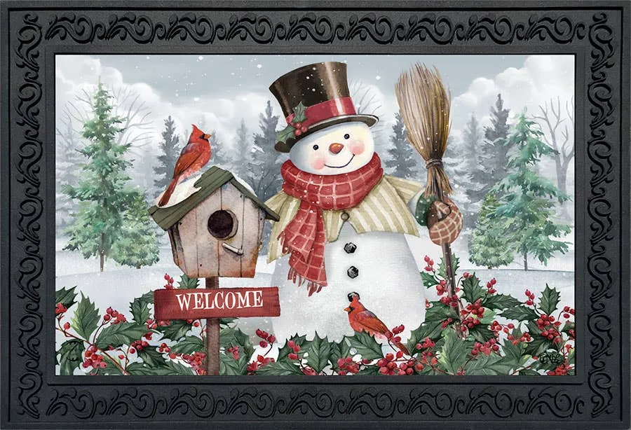 Jolly Snowman Welcome Winter Doormat 30" x 18"