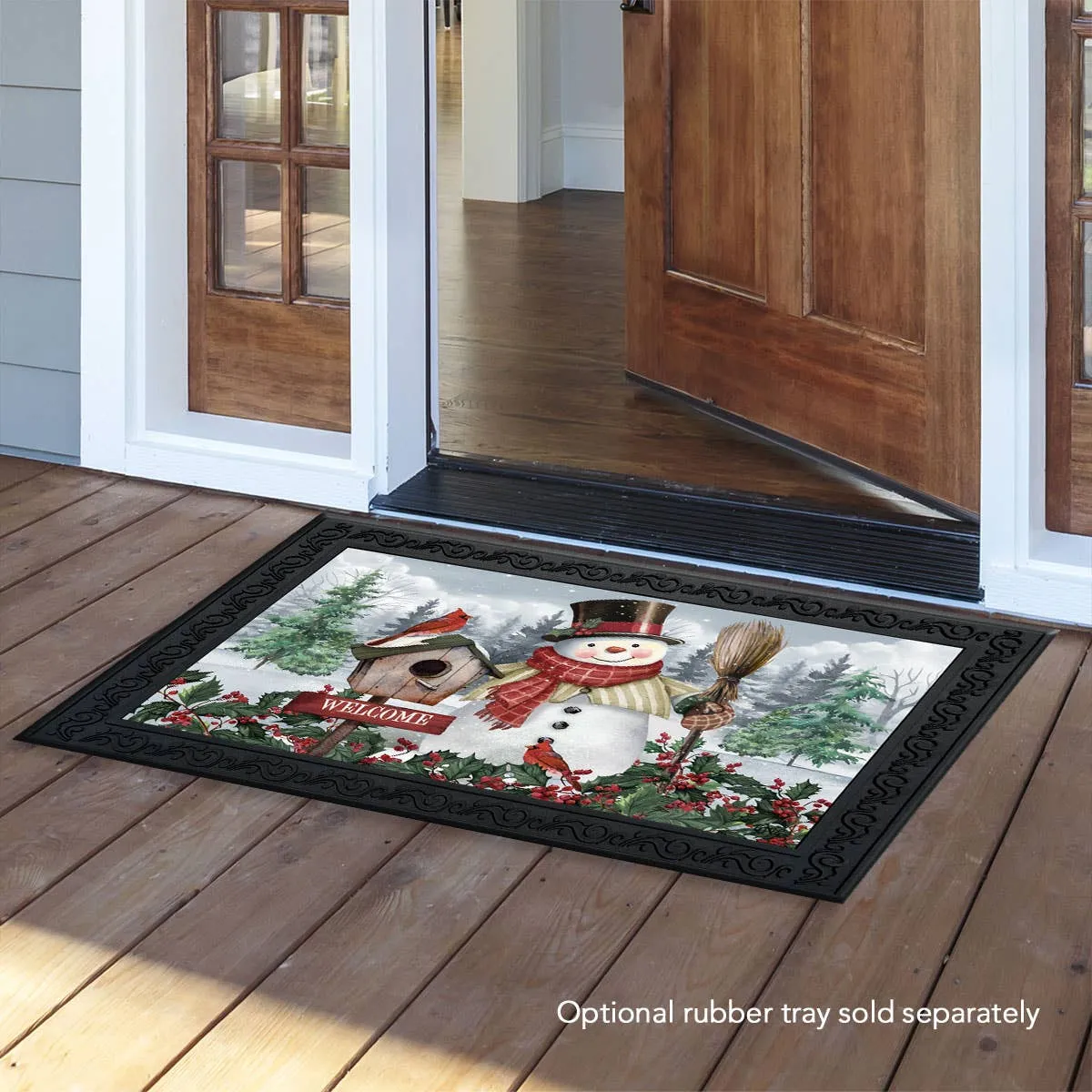 Jolly Snowman Welcome Winter Doormat 30" x 18"