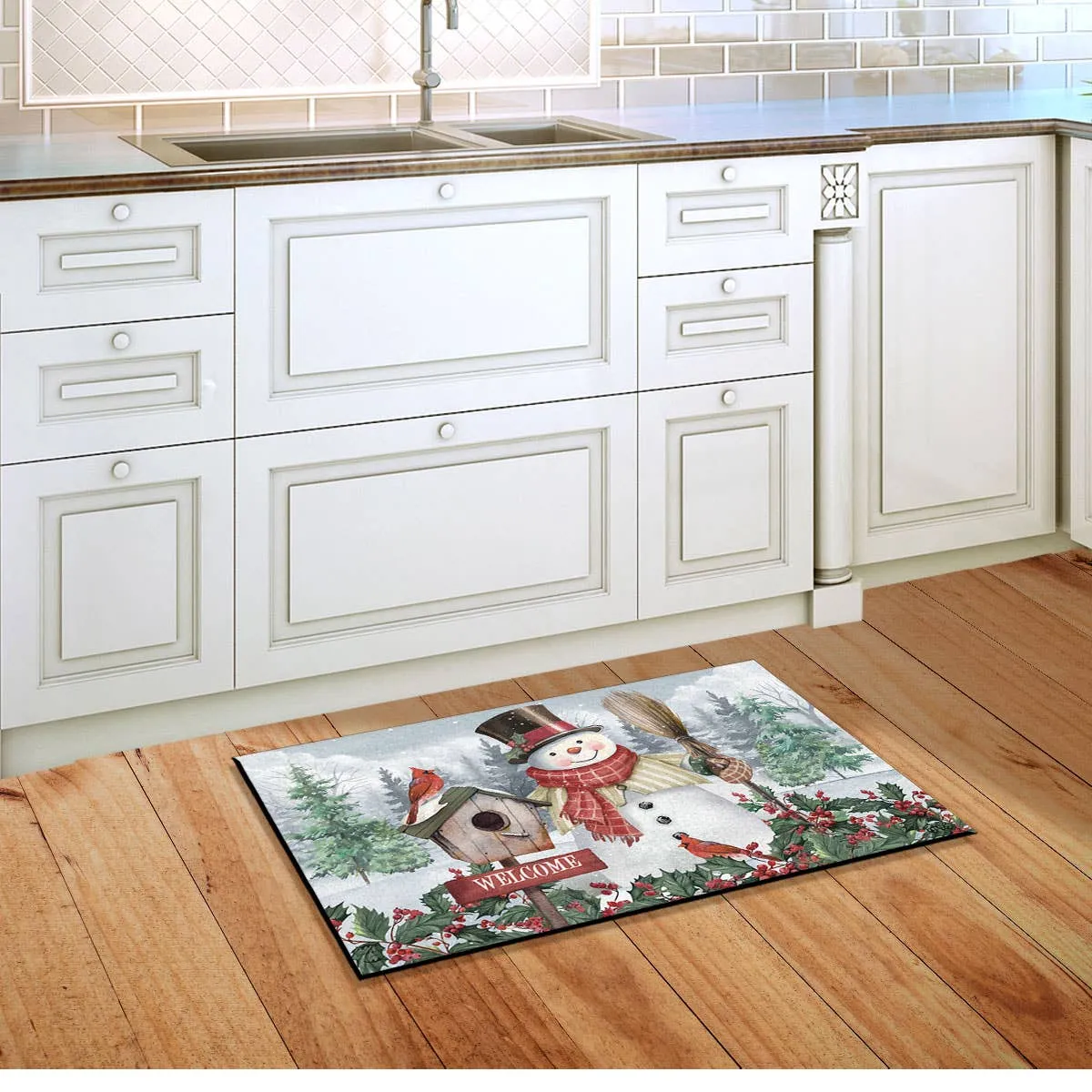 Jolly Snowman Welcome Winter Doormat 30" x 18"