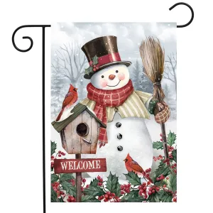 Jolly Snowman Welcome Winter Garden Flag 18" x 12.5"