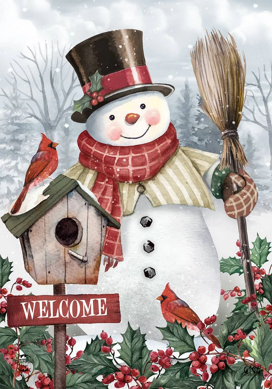 Jolly Snowman Welcome Winter Garden Flag 18" x 12.5"