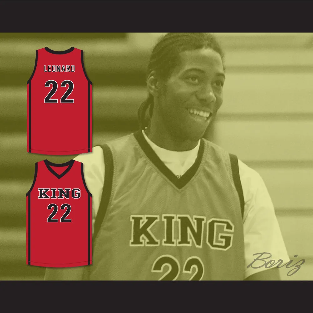 Kawhi Leonard 22 Martin Luther King High School Wolves Red Basketball Jersey 4