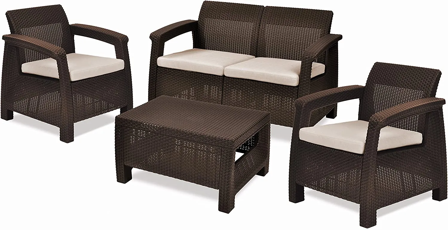 KETER CORFU 4PC PATIO SET BROWN
