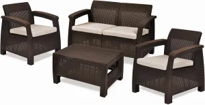 KETER CORFU 4PC PATIO SET BROWN