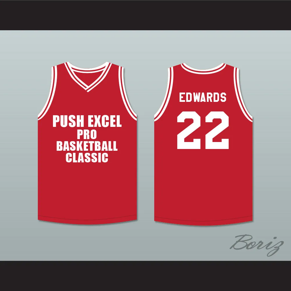 Kevin Edwards 22 Push Excel Pro Basketball Classic Red Basketball Jersey 1988 Charity Event