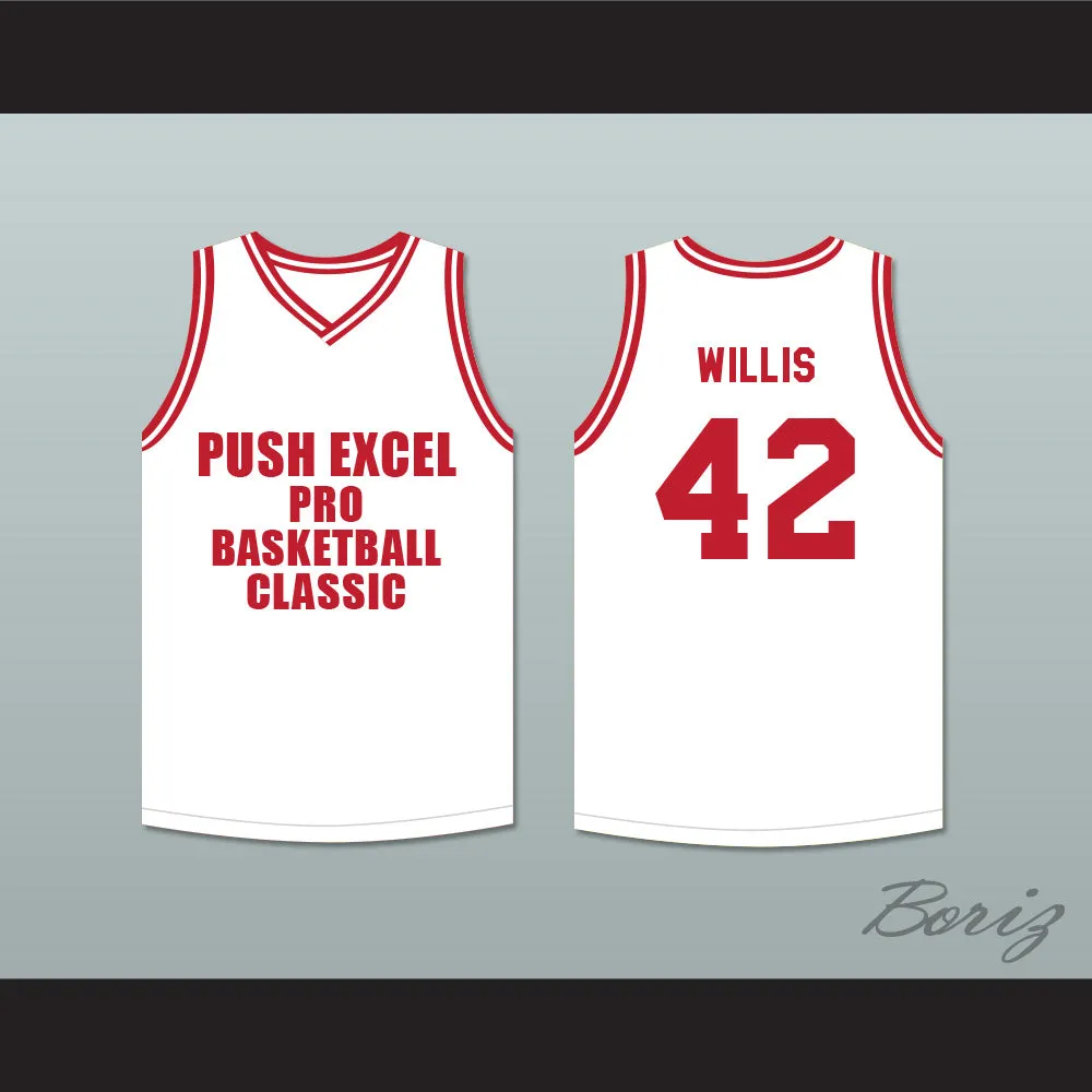 Kevin Willis 42 Push Excel Pro Basketball Classic White Basketball Jersey 1988 Charity Event