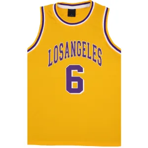 Kid's Basketball Jersey Tank Boys Sports T Shirt Tee Singlet Tops Los Angeles, Yellow - Los Angeles 6, 6