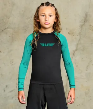 Kids' Standard Green Long Sleeve Training Rash Guard