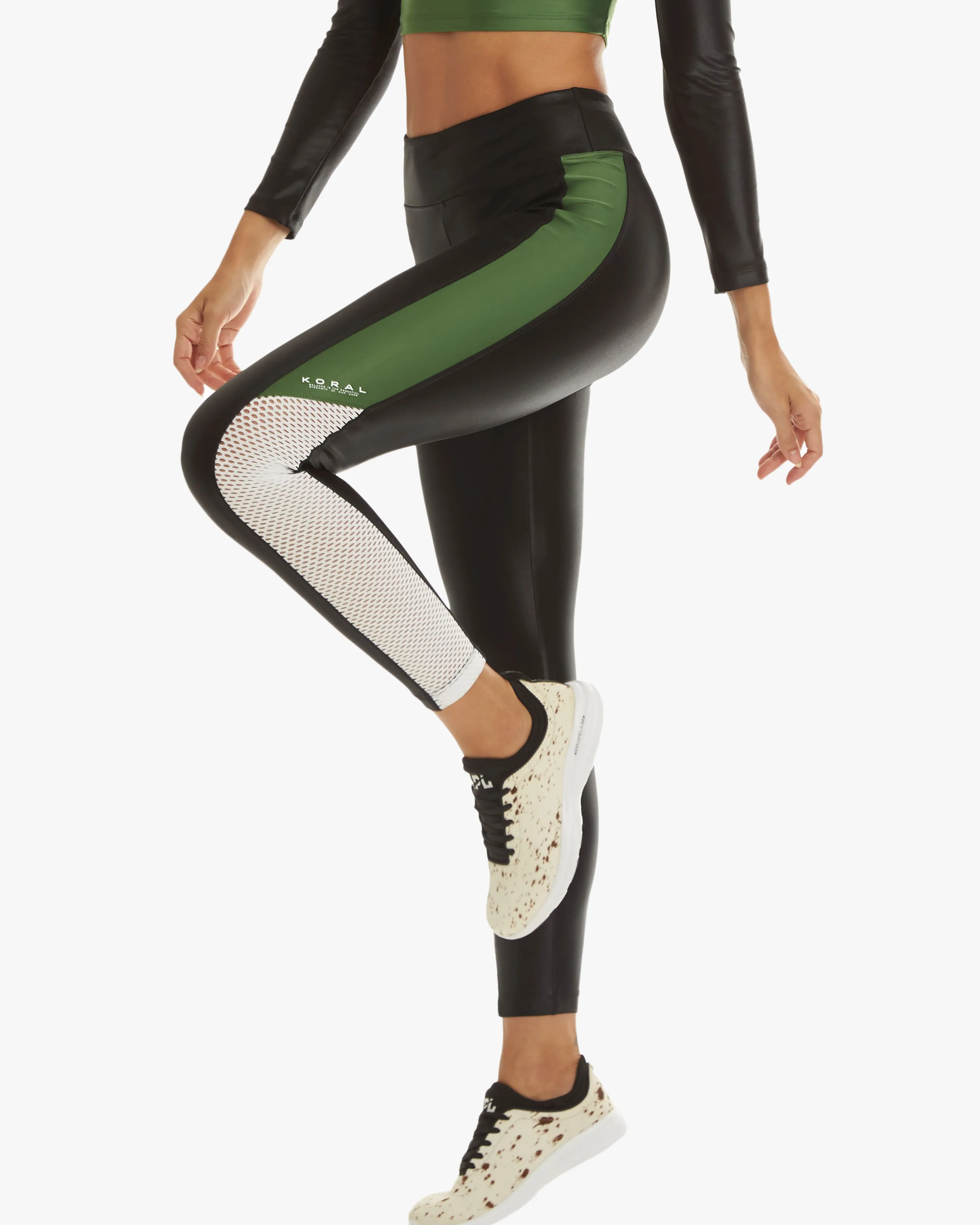 Koral Serendipity Infinity High Rise Legging - Black/Leaf Green/White