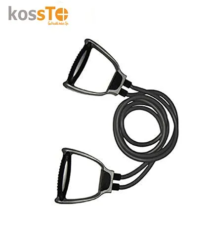 kossto Double Toning Resistance Tube Heavy Quality Exercise Band for Stretching, Full Body Workout, Home Gym and Toning for Men and Women (Black)