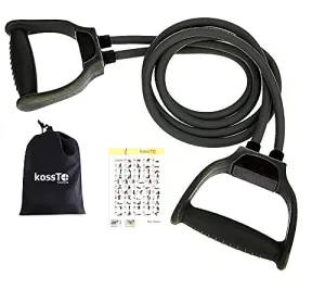 kossto Double Toning Resistance Tube Heavy Quality Exercise Band for Stretching, Full Body Workout, Home Gym and Toning for Men and Women (Black)