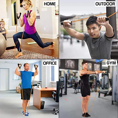 kossto Double Toning Resistance Tube Heavy Quality Exercise Band for Stretching, Full Body Workout, Home Gym and Toning for Men and Women (Black)