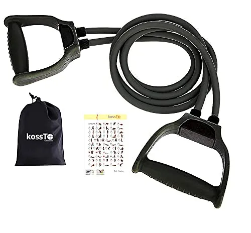 kossto Double Toning Resistance Tube Heavy Quality Exercise Band for Stretching, Full Body Workout, Home Gym and Toning for Men and Women (Black)