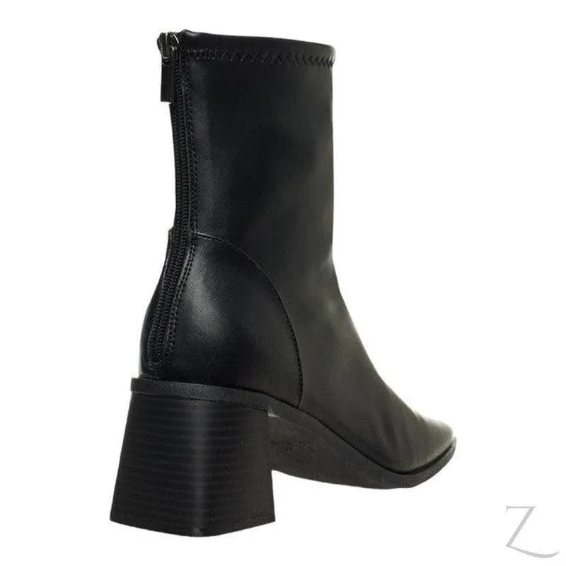 Ladies Faux Leather Ankle Boots | Block Heel | "Oola"