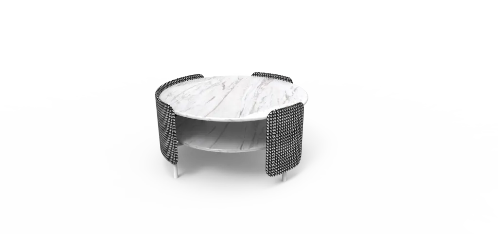 Lala Rattan and White Carrara Marble Coffee Table