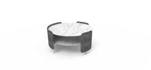 Lala Rattan and White Carrara Marble Coffee Table