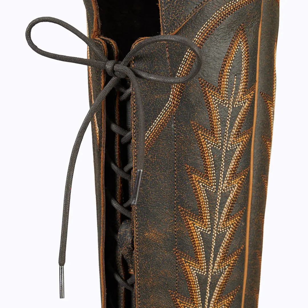 Lane Lexington Black Crackle Lace UpBoots