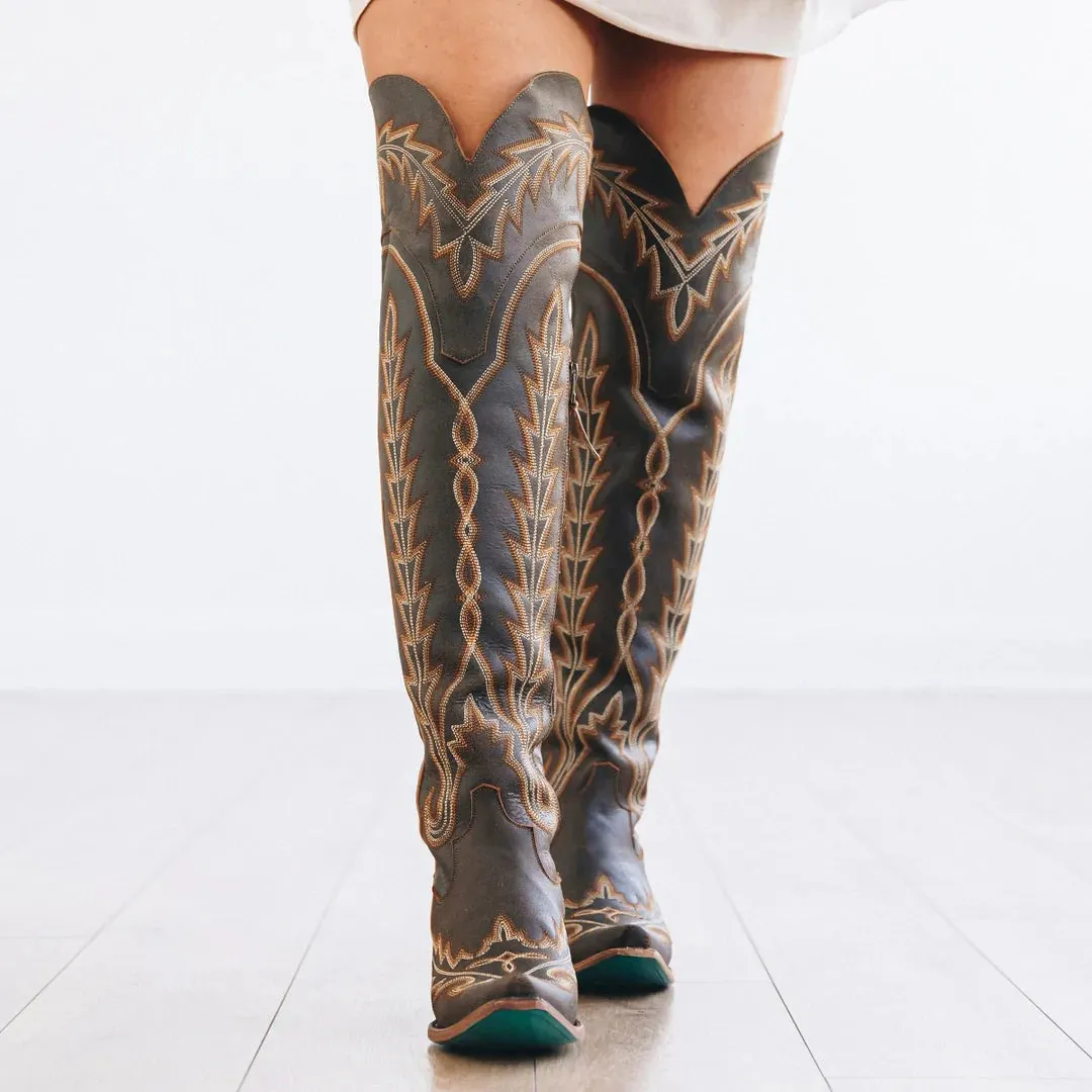 Lane Lexington Black Crackle Lace UpBoots