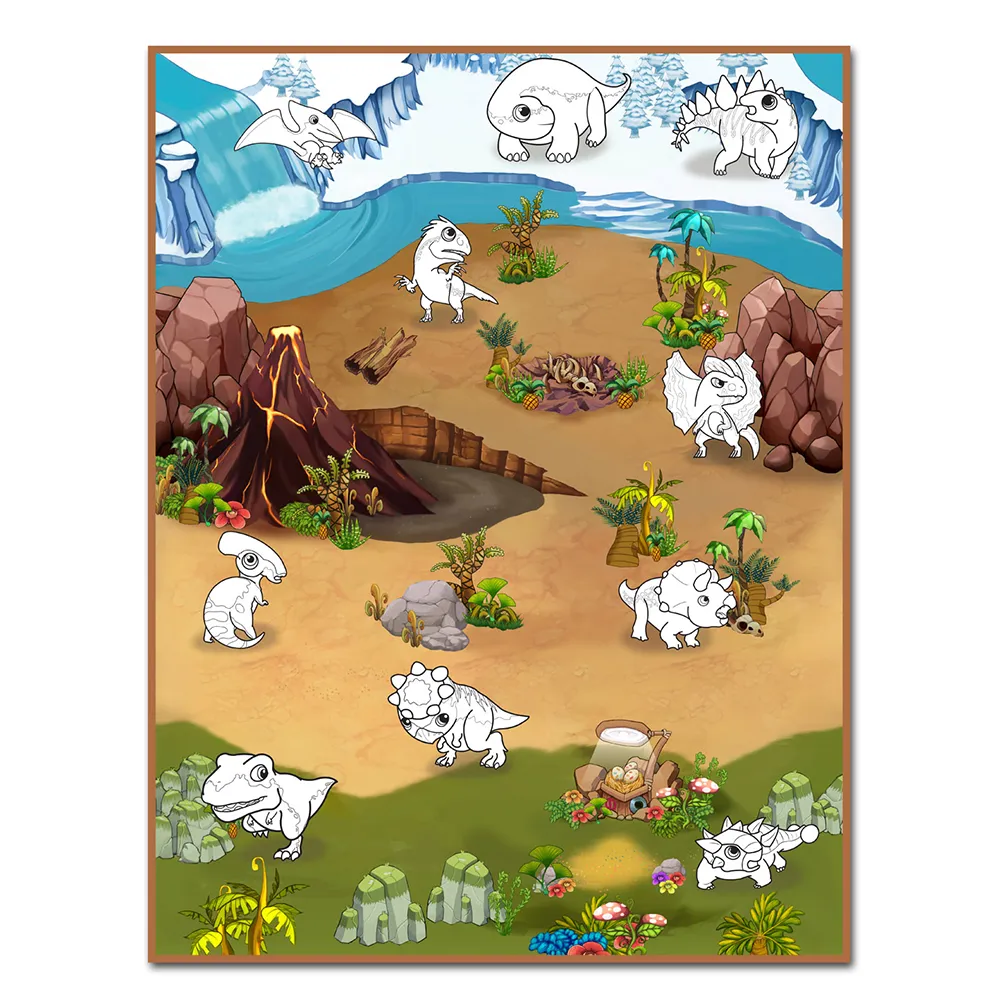 Large Colour and Wipe Dinosaur Play Mat (120 x 90 cm)
