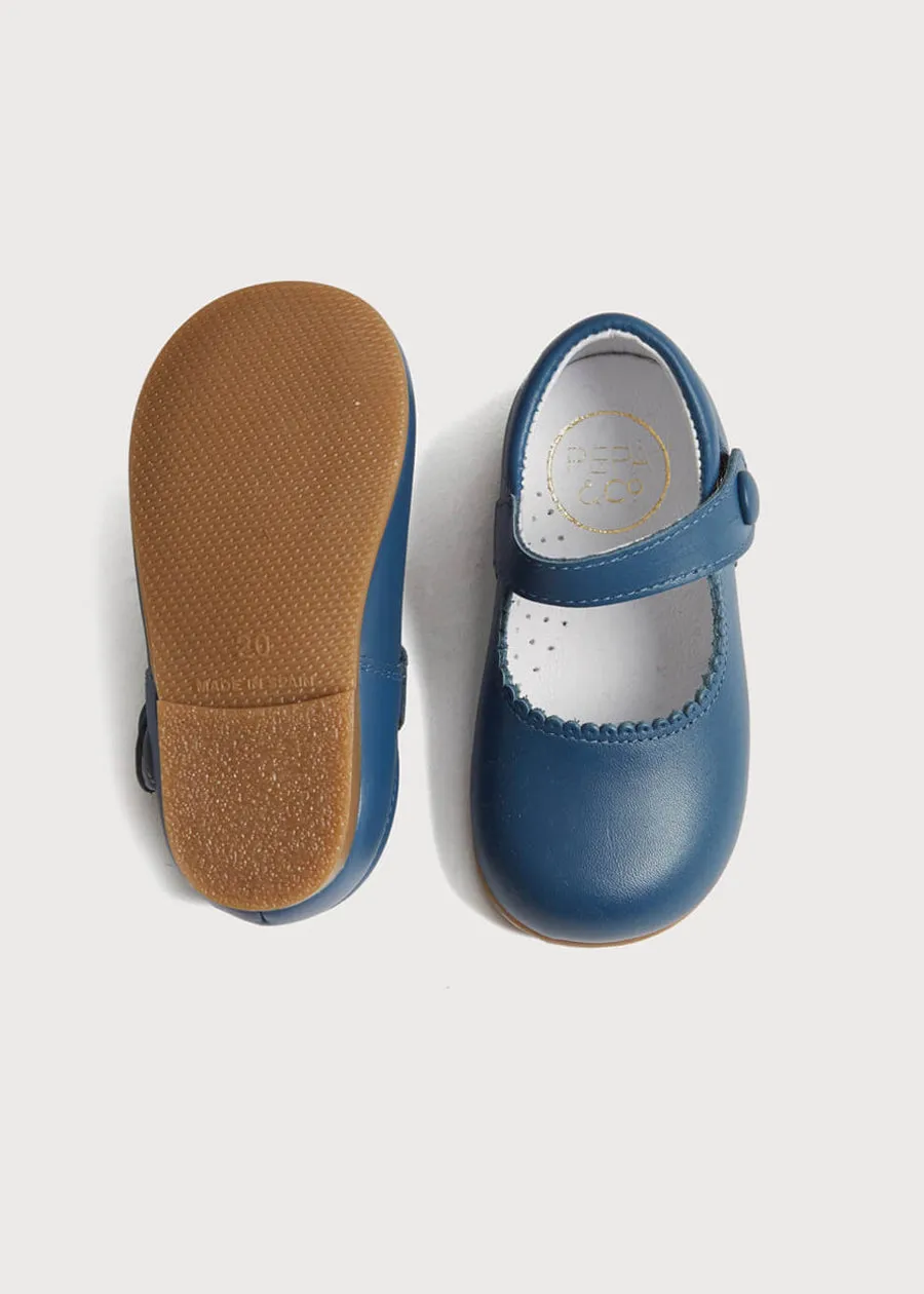 Leather Mary Jane Baby Shoes in French Blue (20-26EU)