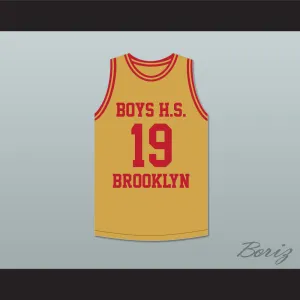 Lenny Wilkens 19 Boys High School Brooklyn Old Gold Basketball Jersey