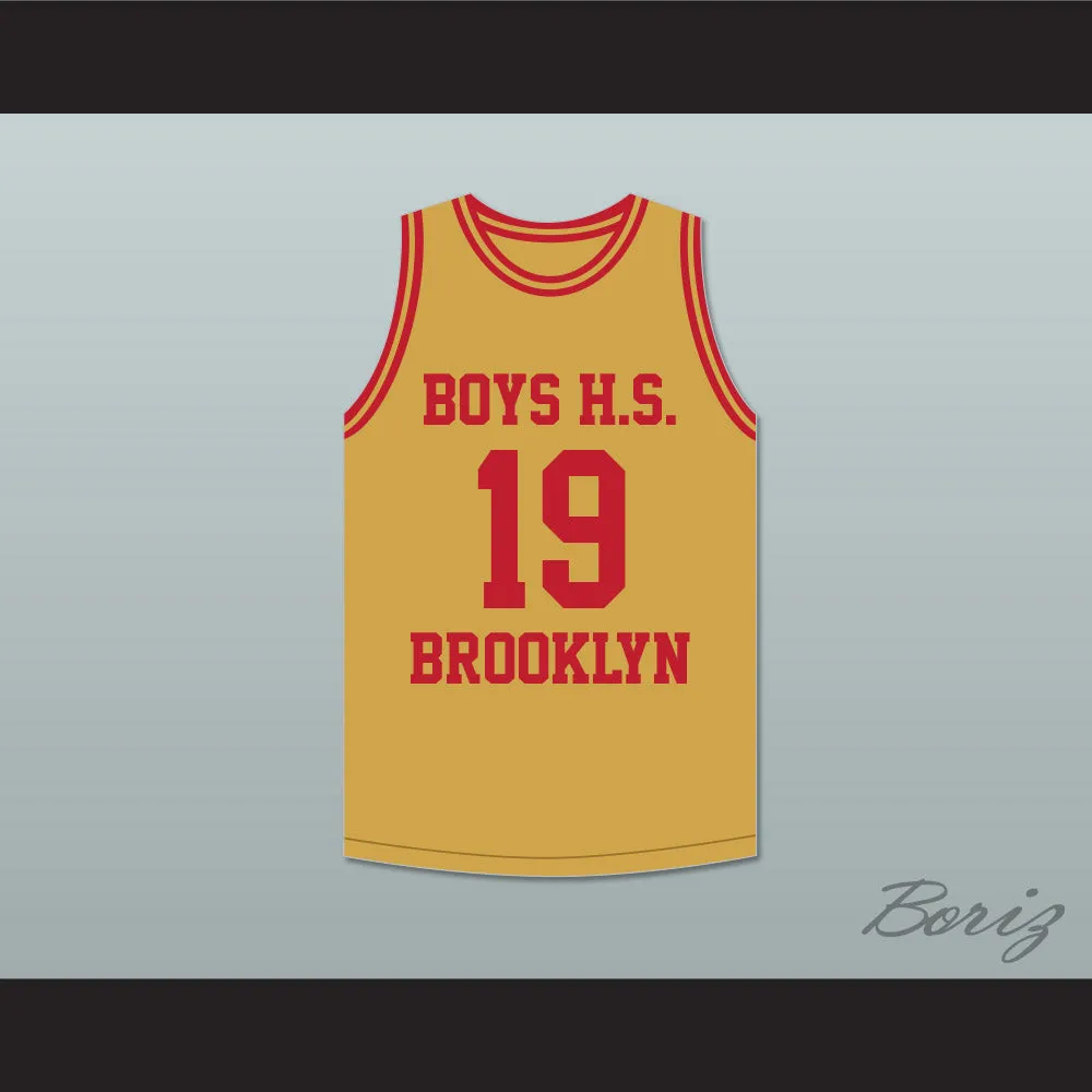 Lenny Wilkens 19 Boys High School Brooklyn Old Gold Basketball Jersey