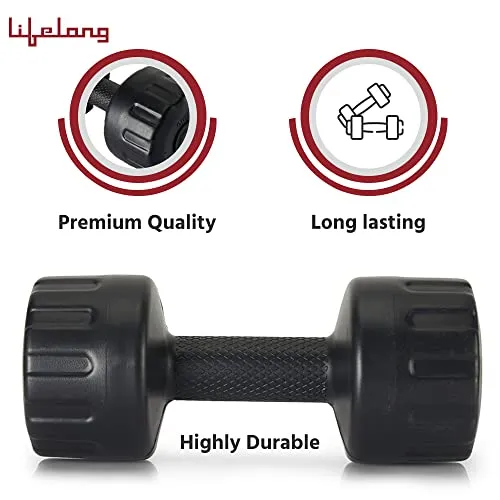 Lifelong PVC Dumbbells Pack of 2 for Home Gym Fitness Barbell, Workout at Home; for Resistance Training; Easy Grip and Anti- Slip Dumbbells (6 Month Warranty)