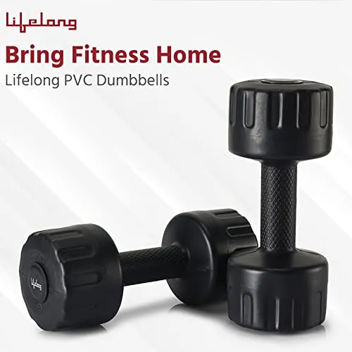 Lifelong PVC Dumbbells Pack of 2 for Home Gym Fitness Barbell, Workout at Home; for Resistance Training; Easy Grip and Anti- Slip Dumbbells (6 Month Warranty)