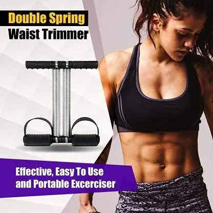 LIVOX Plastic Tummy Trimmer with Double Toning Resistance Tube, Abe Roller- Men & Women Home Exercise Workout Kit (Multicolor) (Combo of 3)