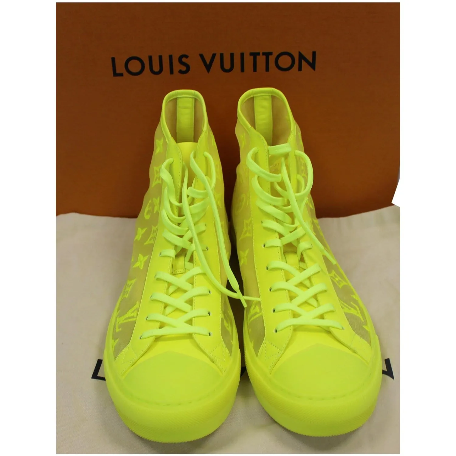 LOUIS VUITTON Tattoo Monogram High Top Sneaker Boot Yellow