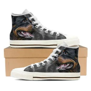 Loyal Rottie Mens High Top Shoe (White)