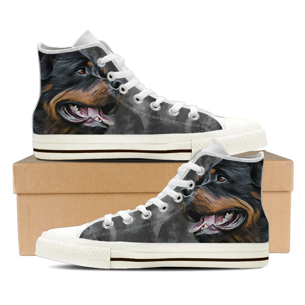 Loyal Rottie Mens High Top Shoe (White)