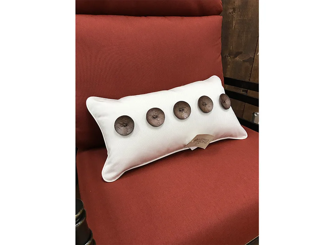 Lumbar With Wooden Buttons Outdoor Pillow