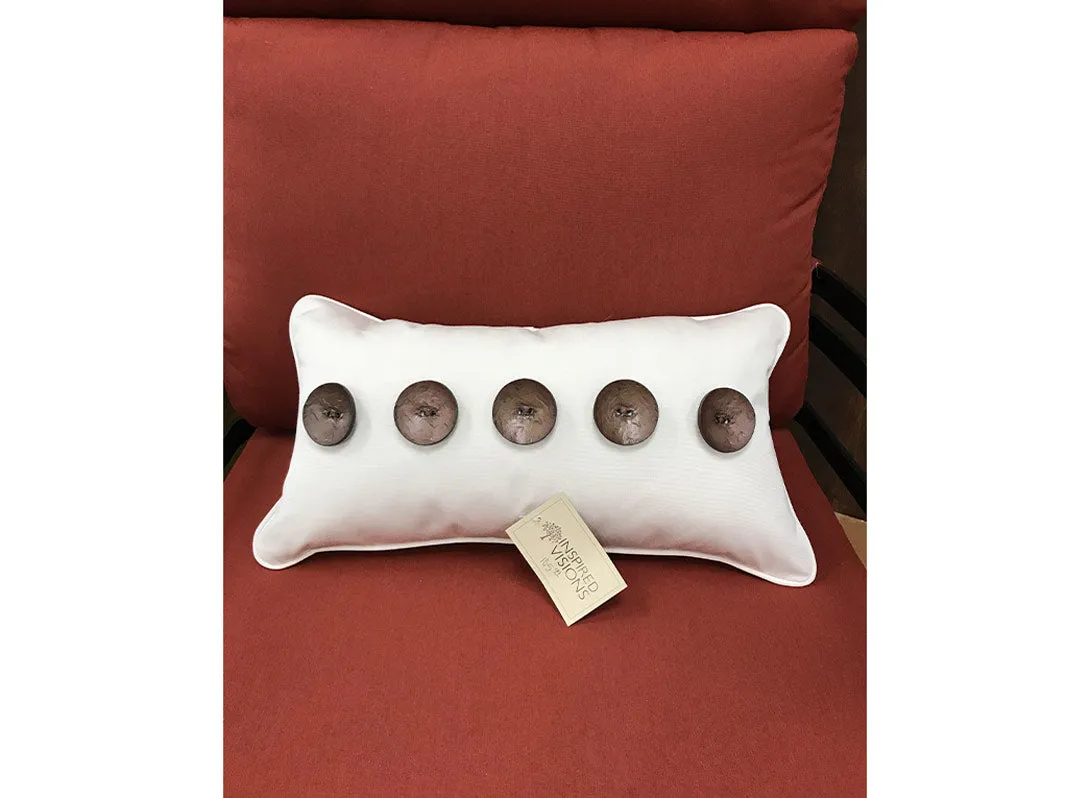 Lumbar With Wooden Buttons Outdoor Pillow