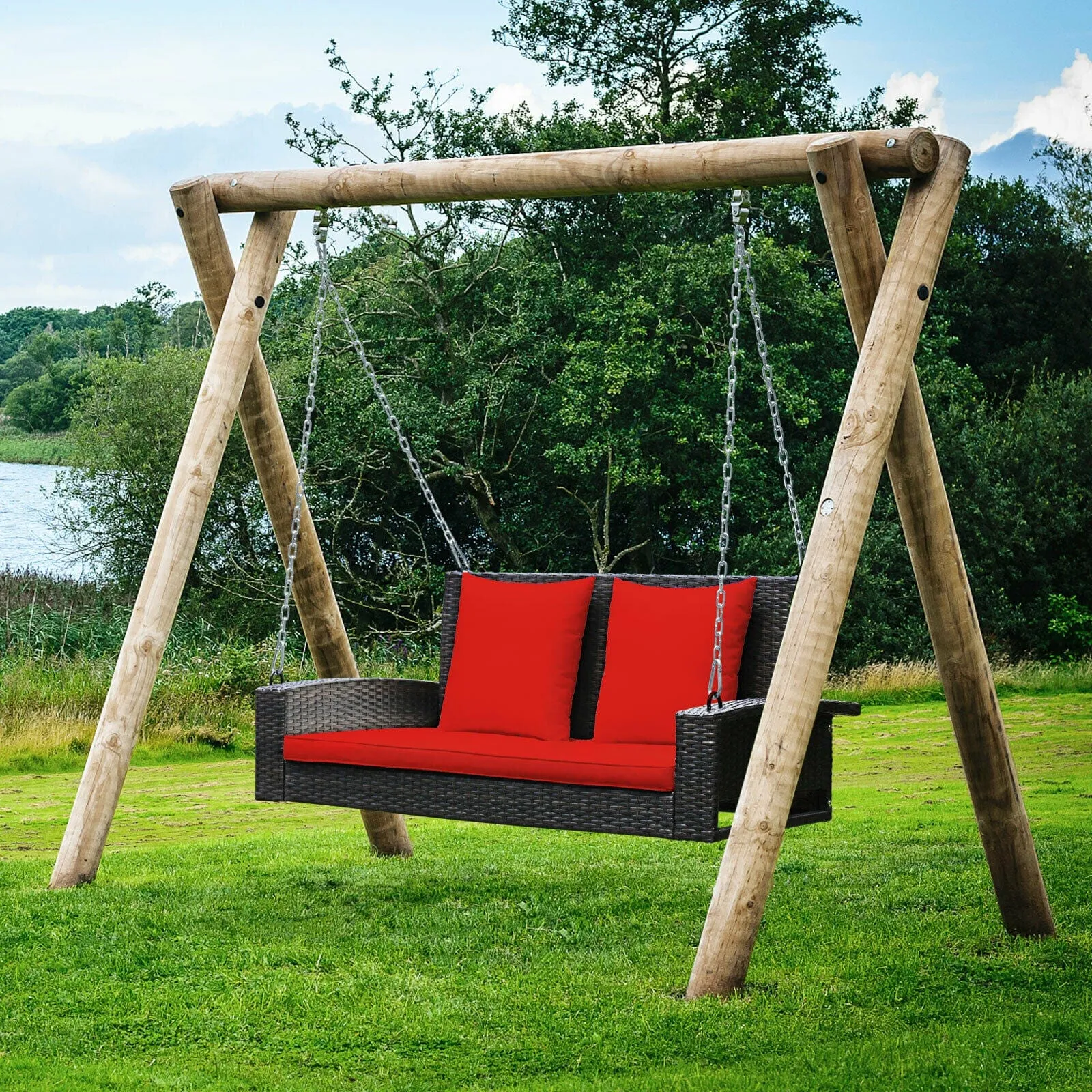 Luxury Outdoor Garden Porch Patio Wicker Bench Swing