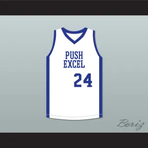 Mark Aguirre 24 Push Excel Pro Basketball Classic White Basketball Jersey 1985 Charity Event
