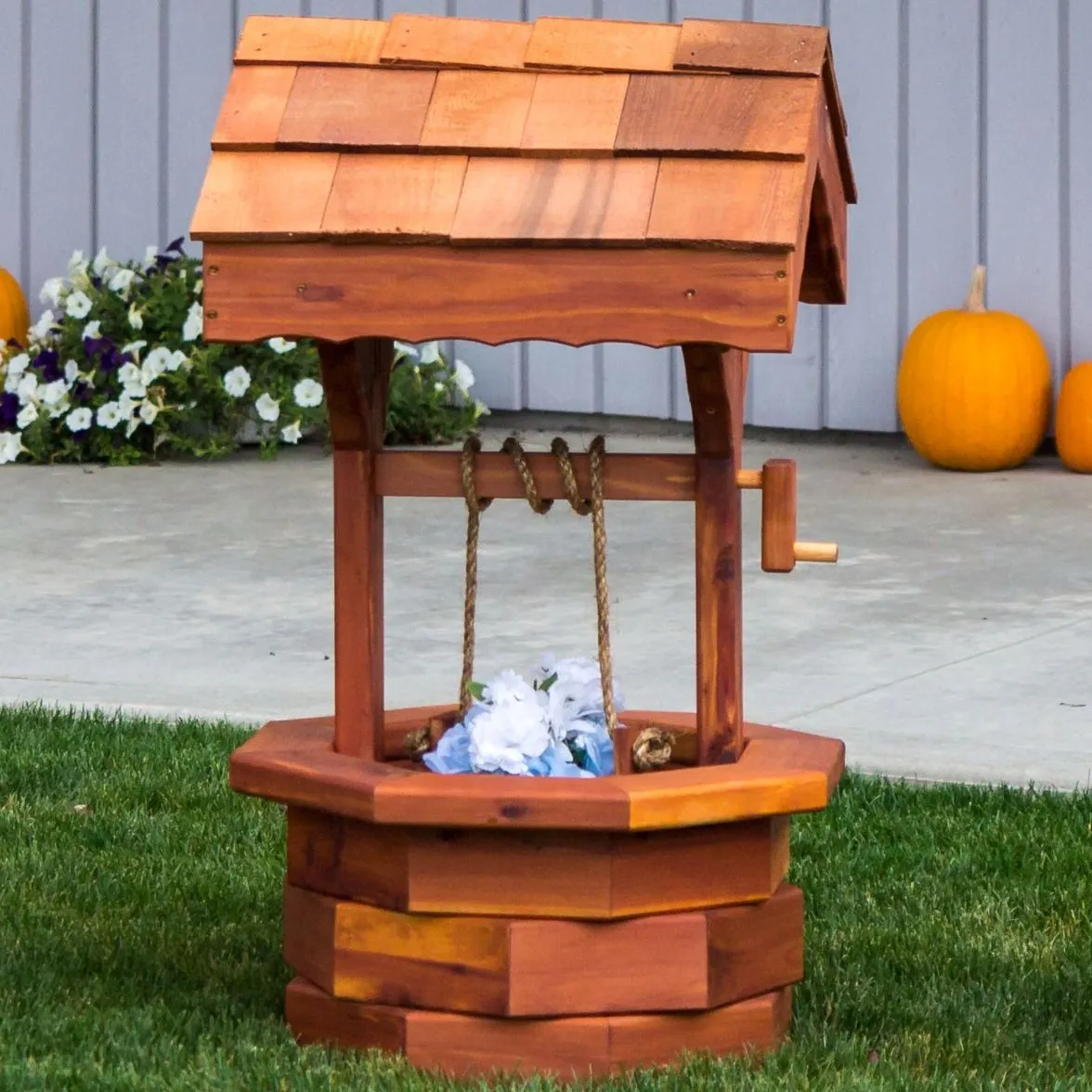 Medium Amish Made Cedar Wishing Well