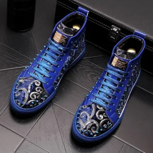 Men Fashion Casual Ankle Boots Spring Autumn Rivets Luxury Brand High Top Sneakers Male High Top Punk Style Shoes