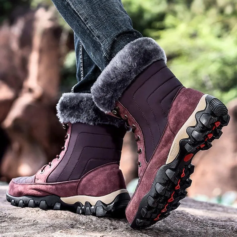 Men's Lace-Up Plush High-Top Winter Snow Boots