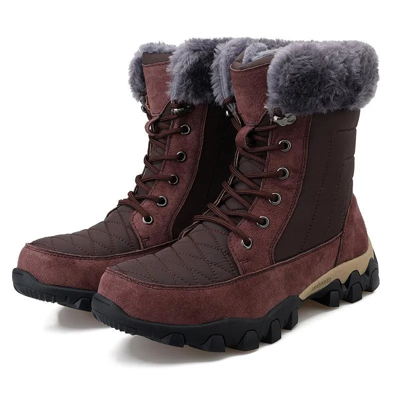 Men's Lace-Up Plush High-Top Winter Snow Boots