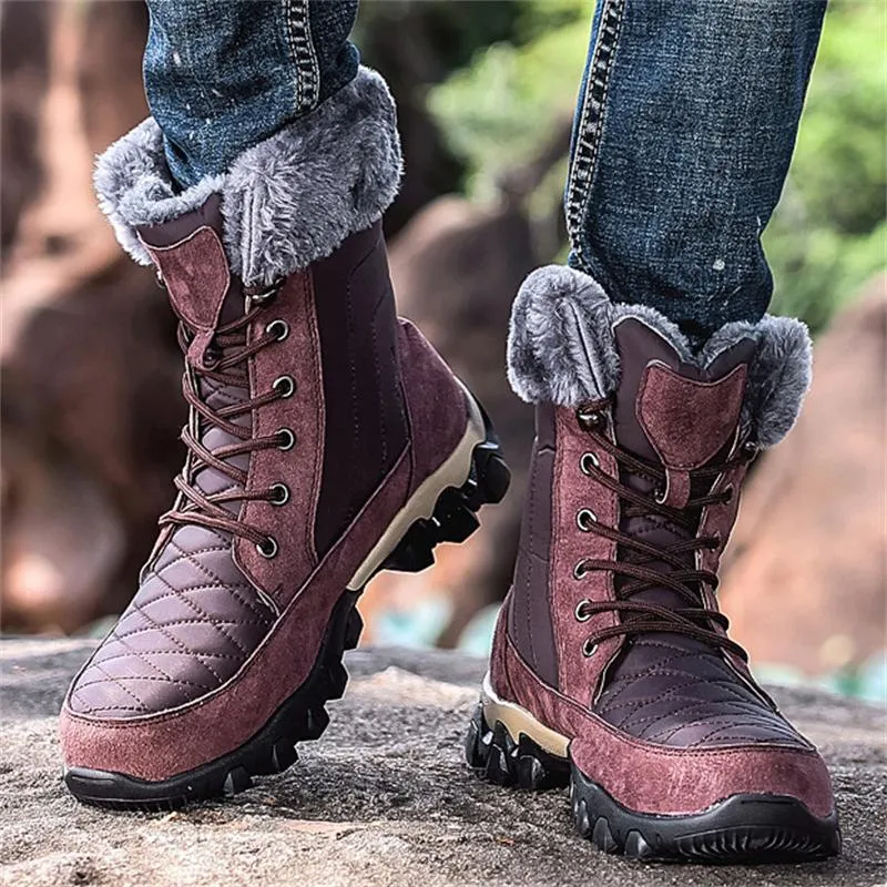 Men's Lace-Up Plush High-Top Winter Snow Boots