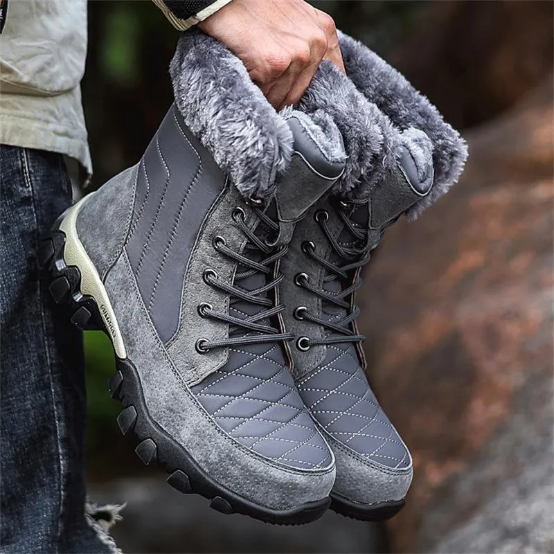 Men's Lace-Up Plush High-Top Winter Snow Boots
